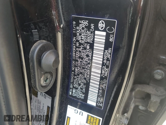 2020 Toyota Prius Prime LE with VIN JTDKARFP4L3144801, listed as a Copart auction lot 52203145 with 27,469 mi miles and Salvage Title. Bid and sale history available at carsss.com. Image 12.