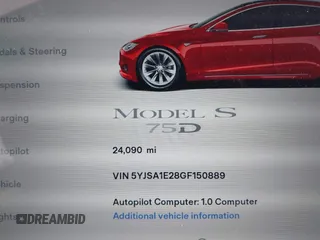 2016 Tesla Model S 90D with VIN 5YJSA1E28GF150889, listed as a IAAI auction lot 41958931 with 24,090 mi miles and . Bid and sale history available at DreamBid. Image 7.