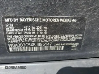 2015 BMW 3 Series 328i xDrive with VIN WBA3B3C5XFJ985147, listed as a Copart auction lot 59819905 with 113,492 mi miles and Salvage title. Bid and sale history available at DreamBid. Image 12.