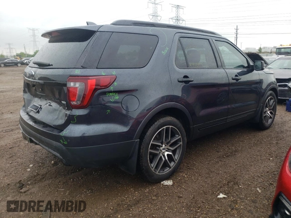 2017 Ford Explorer Sport with VIN 1FM5K8GT1HGC36590, listed as a Copart auction lot 57903645 with 117,237 mi miles and Salvage title. Bid and sale history available at DreamBid. Image 3.