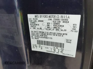 2004 Ford F-150 XLT с VIN 1FTPX14554NB41175, выставлен на аукционе IAAI как лот 42657701 с пробегом 226 421 миль миль и . История ставок и продаж доступна на DreamBid. Изображение 9.