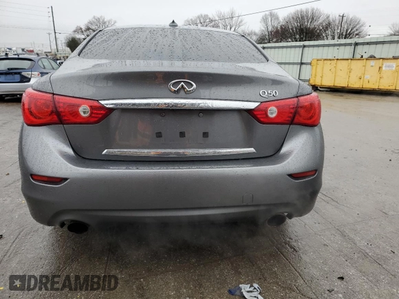 2015 Infiniti Q50 Premium with VIN JN1BV7AP0FM350554, listed as a Copart auction lot 45019465 with 95,069 mi miles and Salvage Title. Bid and sale history available at DreamBid. Image 6.