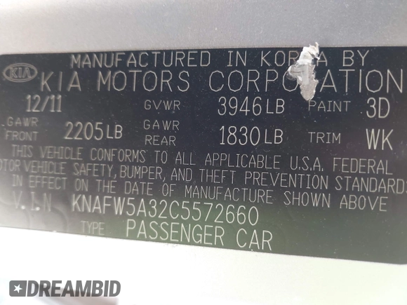 2012 Kia Forte SX с VIN KNAFW5A32C5572660, выставлен на аукционе IAAI как лот 42227655 с пробегом 92 467 миль миль и . История ставок и продаж доступна на DreamBid. Изображение 9.