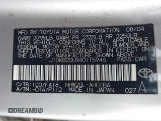 2004 Toyota Prius with VIN JTDKB20U940115946, listed as a IAAI auction lot 42202909 with 213,844 mi miles and . Bid and sale history available at DreamBid. Image 9.