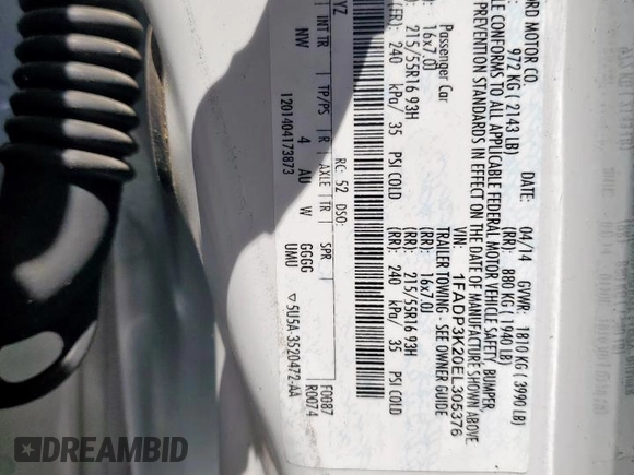 2014 Ford Focus SE with VIN 1FADP3K20EL305376, listed as a Copart auction lot 51878905 with 111,552 mi miles and Salvage Title. Bid and sale history available at carsss.com. Image 12.