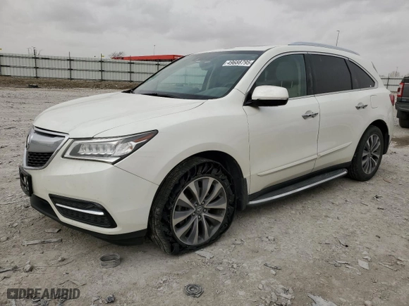 2014 Acura MDX Tech Pkg with VIN 5FRYD4H43EB045365, listed as a Copart auction lot 49688795 with 71,971 mi miles and Salvage Title. Bid and sale history available at carsss.com. Image 1.