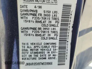 1996 Nissan Pathfinder XE z VIN JN8AR05Y8TW039966, wystawiony jako Copart lot #76273784 z przebiegiem 182 668 mil mil oraz Szkoda całkowita • Salvage title. Historia ofert i sprzedaży dostępna na DreamBid. Obrazek 14.