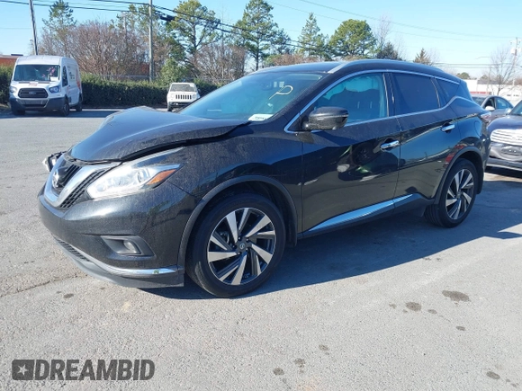 2017 Nissan Murano Platinum z VIN 5N1AZ2MG1HN184632, wystawiony jako IAAI lot #41643809 z przebiegiem 133 966 mil mil oraz . Historia ofert i sprzedaży dostępna na DreamBid. Obrazek 2.