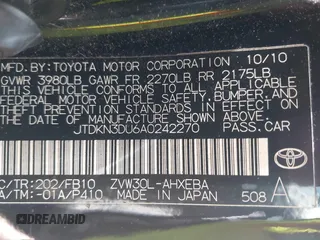 2010 Toyota Prius II with VIN JTDKN3DU6A0242270, listed as a IAAI auction lot 42250409 with 233,419 mi miles and . Bid and sale history available at DreamBid. Image 9.