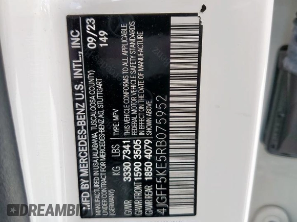 2024 Mercedes-Benz GLS 450 с VIN 4JGFF5KE5RB075952, выставлен на аукционе Copart как лот 60127945 с пробегом 51 185 миль миль и Чистый • Clean title. История ставок и продаж доступна на DreamBid. Изображение 12.