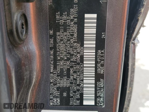 2011 Toyota Tundra 4WD Truck with VIN 5TFDW5F16BX176347, listed as a Copart auction lot 72264874 with 139,636 mi miles and Non Repairable. Bid and sale history available at carsss.com. Image 13.