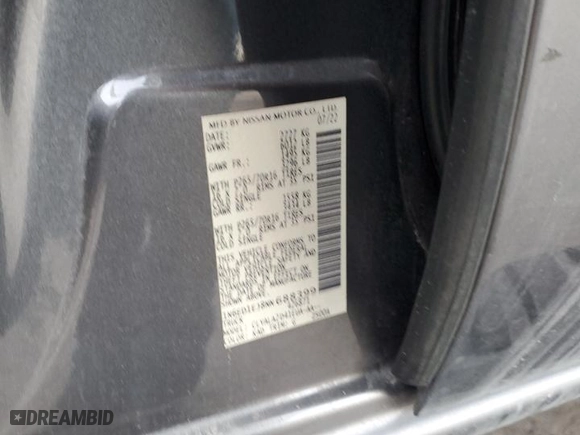 2022 Nissan Frontier SV with VIN 1N6ED1EJ8NN688399, listed as a Copart auction lot 86555624 with NaN miles and Salvage Title. Bid and sale history available at carsss.com. Image 12.