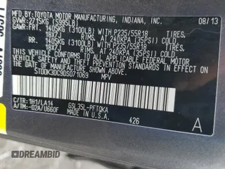 2013 Toyota Sienna XLE with VIN 5TDDK3DC9DS071069, listed as a Copart auction lot 51740015 with 170,277 mi miles and Salvage Title. Bid and sale history available at DreamBid. Image 14.