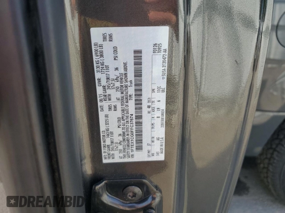 2015 Ford F-150 XL with VIN 1FTEX1CG0FFC37674, listed as a Copart auction lot 62268035 with 149,842 mi miles and Salvage title. Bid and sale history available at DreamBid. Image 12.