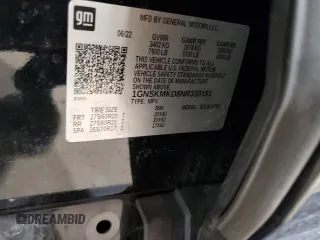 2022 Chevrolet Tahoe LS z VIN 1GNSKMKD8NR330151, wystawiony jako Copart lot #57070205 z przebiegiem 61 531 mil mil oraz Szkoda całkowita • Salvage title. Historia ofert i sprzedaży dostępna na DreamBid. Obrazek 13.