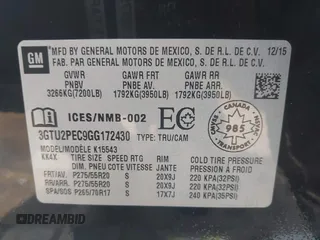 2016 GMC Sierra 1500 Denali z VIN 3GTU2PEC9GG172430, wystawiony jako IAAI lot #42109616 z przebiegiem 213 831 mil mil oraz . Historia ofert i sprzedaży dostępna na DreamBid. Obrazek 9.