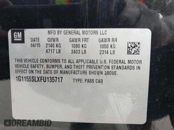 2015 Chevrolet Impala LTZ with VIN 1G1155SLXFU135717, listed as a IAAI auction lot 41242363 with 249,449 mi miles and . Bid and sale history available at DreamBid. Image 9.