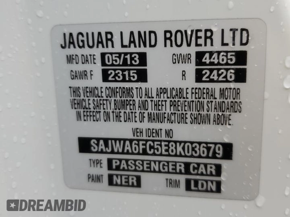 2014 Jaguar F-Type S with VIN SAJWA6FC5E8K03679, listed as a Copart auction lot 72376114 with 101,622 mi miles and Salvage Title. Bid and sale history available at DreamBid. Image 14.
