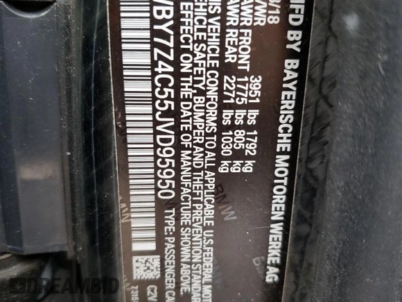 2018 BMW i3 with VIN WBY7Z4C55JVD95950, listed as a Copart auction lot 44636575 with 49,491 mi miles and Salvage title. Bid and sale history available at DreamBid. Image 15.