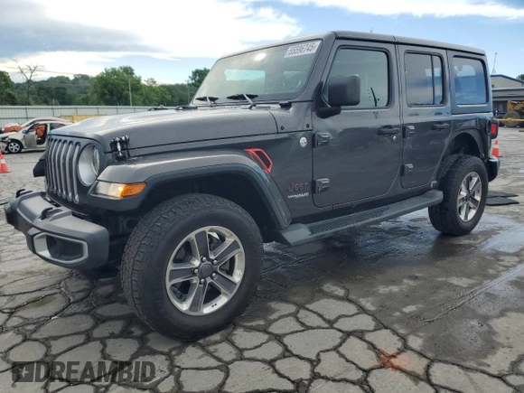 2018 Jeep Wrangler Unlimited Sahara z VIN 1C4HJXEG8JW112042, wystawiony jako Copart lot #55596745 z przebiegiem 75 096 mil mil oraz Szkoda całkowita • Salvage title. Historia ofert i sprzedaży dostępna na DreamBid. Obrazek 1.
