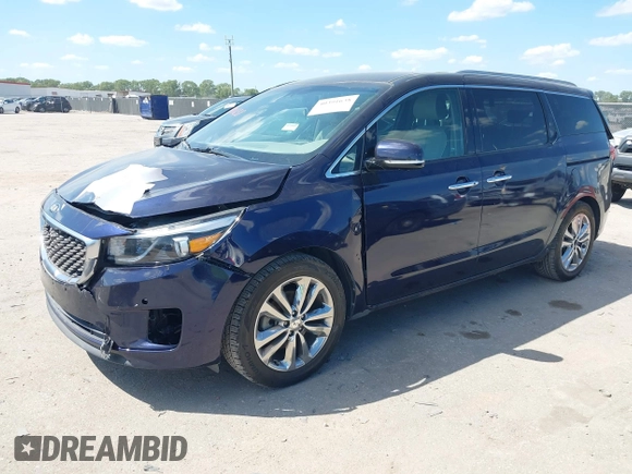 2018 Kia Sedona SX-L with VIN KNDME5C13J6376291, listed as a IAAI auction lot 40391638 with 109,077 mi miles and . Bid and sale history available at carsss.com. Image 2.