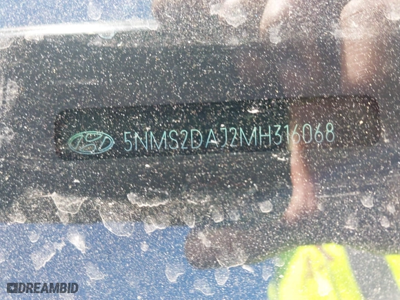 2021 Hyundai Santa Fe SEL with VIN 5NMS2DAJ2MH316068, listed as a IAAI auction lot 41780452 with 41,538 mi miles. Bid and sale history available at carsss.com. Image 9.