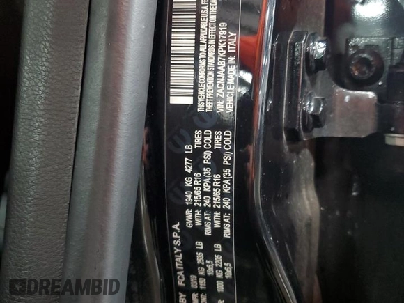 2019 Jeep Renegade Sport with VIN ZACNJAAB7KPK17919, listed as a Copart auction lot 55537205 with 83,080 mi miles and Clean title. Bid and sale history available at DreamBid. Image 13.