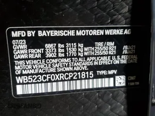 2024 BMW iX xDrive50 z VIN WB523CF0XRCP21815, wystawiony jako Copart lot #51520885 z przebiegiem 6 664 mil mil oraz Szkoda całkowita • Salvage title. Historia ofert i sprzedaży dostępna na DreamBid. Obrazek 14.