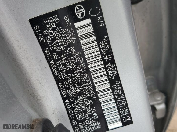 2015 Toyota Prius Four with VIN JTDKN3DU8F1984073, listed as a Copart auction lot 49917955 with 164,216 mi miles and Salvage Title. Bid and sale history available at carsss.com. Image 12.