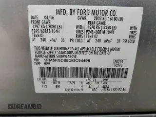 2016 Ford Explorer XLT with VIN 1FM5K8D88GGC94498, listed as a Copart auction lot 51504785 with 138,302 mi miles and Clean Title. Bid and sale history available at carsss.com. Image 13.