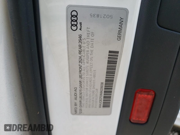 2021 Audi A5 Sportback Premium Plus z VIN WAUCBCF59MA026038, wystawiony jako Copart lot #61085185 z przebiegiem 75 145 mil mil oraz Czysty tytuł • Clean title. Historia ofert i sprzedaży dostępna na DreamBid. Obrazek 12.