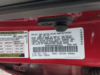 2008 Toyota Corolla CE with VIN 1NXBR32EX8Z981852, listed as a IAAI auction lot 41941244 with 142,898 mi miles and . Bid and sale history available at DreamBid. Image 9.