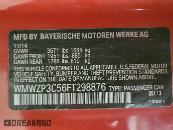 2015 MINI Convertible S z VIN WMWZP3C56FT298876, wystawiony jako Copart lot #41647375 z przebiegiem 96 038 mil mil oraz Szkoda całkowita • Salvage title. Historia ofert i sprzedaży dostępna na DreamBid. Obrazek 13.