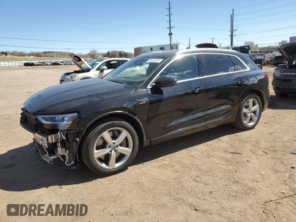 2019 Audi e-tron Premium Plus with VIN WA1LABGE6KB014901, listed as a Copart auction lot 50910225 with 46,322 mi miles and Salvage title. Bid and sale history available at DreamBid. Image 1.