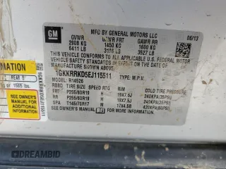 2014 GMC Acadia SLT z VIN 1GKKRRKD5EJ115511, wystawiony jako Copart lot #53663355 z przebiegiem 167 457 mil mil oraz Szkoda całkowita • Salvage title. Historia ofert i sprzedaży dostępna na DreamBid. Obrazek 12.