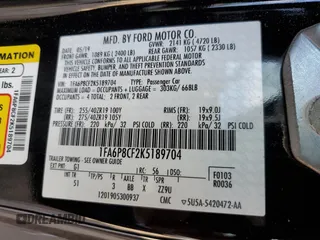 2019 Ford Mustang GT z VIN 1FA6P8CF2K5189704, wystawiony jako Copart lot #68837284 z przebiegiem Nie podano mil oraz Szkody całkowita. Historia ofert i sprzedaży dostępna na DreamBid. Obrazek 13.