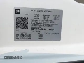 2022 Chevrolet Express Cargo with VIN 1GCWGAFP4N1155524, listed as a IAAI auction lot 42389470 with 33,655 mi miles and . Bid and sale history available at DreamBid. Image 9.