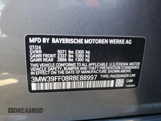 2024 BMW 3 Series 330e with VIN 3MW39FF08R8E88997, listed as a Copart auction lot 79306624 with 0 mi miles and Salvage Title. Bid and sale history available at carsss.com. Image 12.
