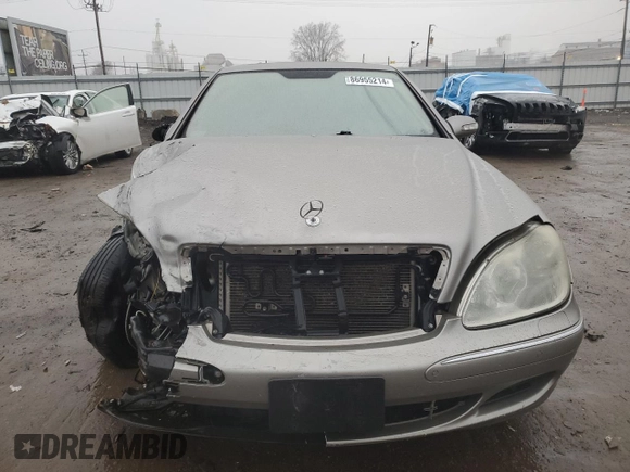2005 Mercedes-Benz S-Class 4.3L with VIN WDBNG83JX5A455457, listed as a Copart auction lot 86955214 with 0 mi miles and Salvage Title. Bid and sale history available at carsss.com. Image 5.