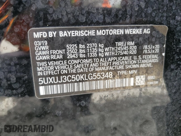 2019 BMW X4 xDrive30i z VIN 5UXUJ3C50KLG55348, wystawiony jako Copart lot #55668005 z przebiegiem 49 729 mil mil oraz Czysty tytuł • Clean title. Historia ofert i sprzedaży dostępna na DreamBid. Obrazek 12.