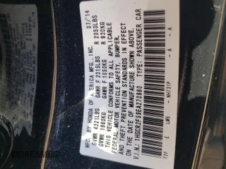 2014 Honda Accord Sport with VIN 1HGCR2F59EA270980, listed as a Copart auction lot 46647434 with 125,736 mi miles and Salvage Title. Bid and sale history available at DreamBid. Image 14.