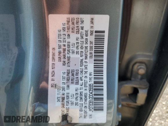 2013 Mazda CX-9 Sport with VIN JM3TB3BV2D0405565, listed as a Copart auction lot 62314455 with 146,825 mi miles and Salvage title. Bid and sale history available at DreamBid. Image 13.