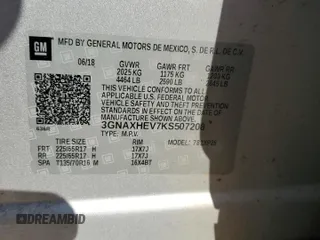 2019 Chevrolet Equinox LS z VIN 3GNAXHEV7KS507208, wystawiony jako Copart lot #52557065 z przebiegiem 119 425 mil mil oraz Szkoda całkowita • Salvage title. Historia ofert i sprzedaży dostępna na DreamBid. Obrazek 13.