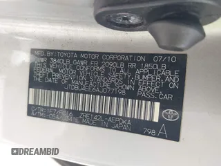 2010 Toyota Corolla z VIN JTDBU4EE6AJ077198, wystawiony jako IAAI lot #42519728 z przebiegiem 230 465 mil mil oraz . Historia ofert i sprzedaży dostępna na DreamBid. Obrazek 9.