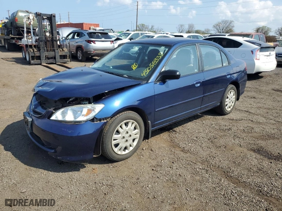 2005 Honda Civic Sdn LX SSRS with VIN 2HGES16625H512381, listed as a Copart auction lot 45058335 with 36,378 mi miles and Salvage Title. Bid and sale history available at carsss.com. Image 1.