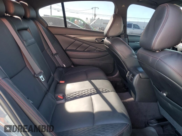 2023 Infiniti Q50 Red Sport 400 with VIN JN1FV7DP3PM570348, listed as a Copart auction lot 80996414 with 35,011 mi miles and Salvage Title. Bid and sale history available at DreamBid. Image 10.