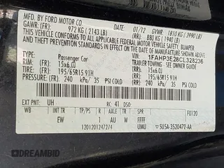 2012 Ford Focus S with VIN 1FAHP3E28CL328236, listed as a IAAI auction lot 40367519 with 129,371 mi miles and . Bid and sale history available at DreamBid. Image 9.
