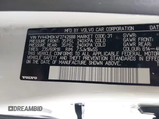 2015 Volvo XC60 T5 Drive-E Premier with VIN YV440MDK4F2742688, listed as a IAAI auction lot 42305798 with 68,206 mi miles and . Bid and sale history available at DreamBid. Image 9.