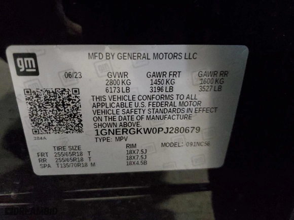 2023 Chevrolet Traverse LT Cloth with VIN 1GNERGKW0PJ280679, listed as a Copart auction lot 83842794 with 32,426 mi miles and Non Repairable. Bid and sale history available at carsss.com. Image 14.