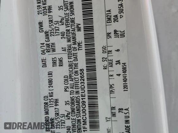 2014 Ford Escape SE z VIN 1FMCU0G91EUD32658, wystawiony jako Copart lot #58417565 z przebiegiem 186 255 mil mil oraz Szkoda całkowita • Salvage title. Historia ofert i sprzedaży dostępna na DreamBid. Obrazek 13.